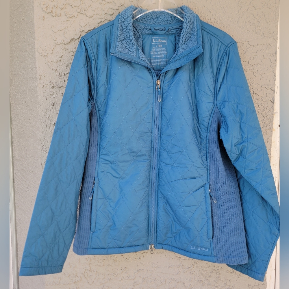 L.L. Bean Women’s Fleece Primaloft Quilted Jacket – Blue Teal – Size Large